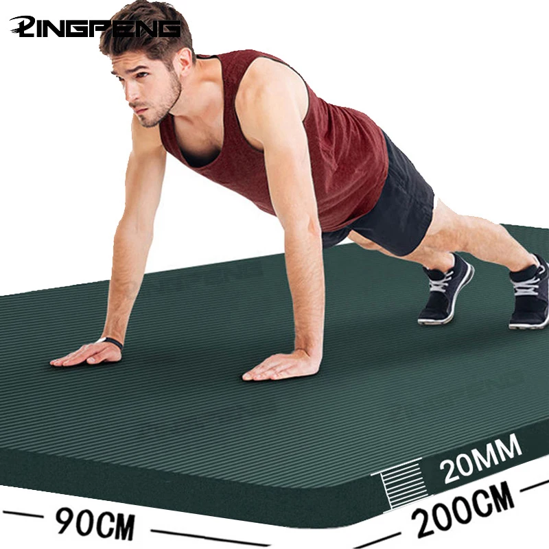 

200CM x 90CM x 20MM Extra Thick Exercise Yoga Mat High Density Anti-Tear Fitness & Exercise Gym Mat With Carrying Strap and Bag