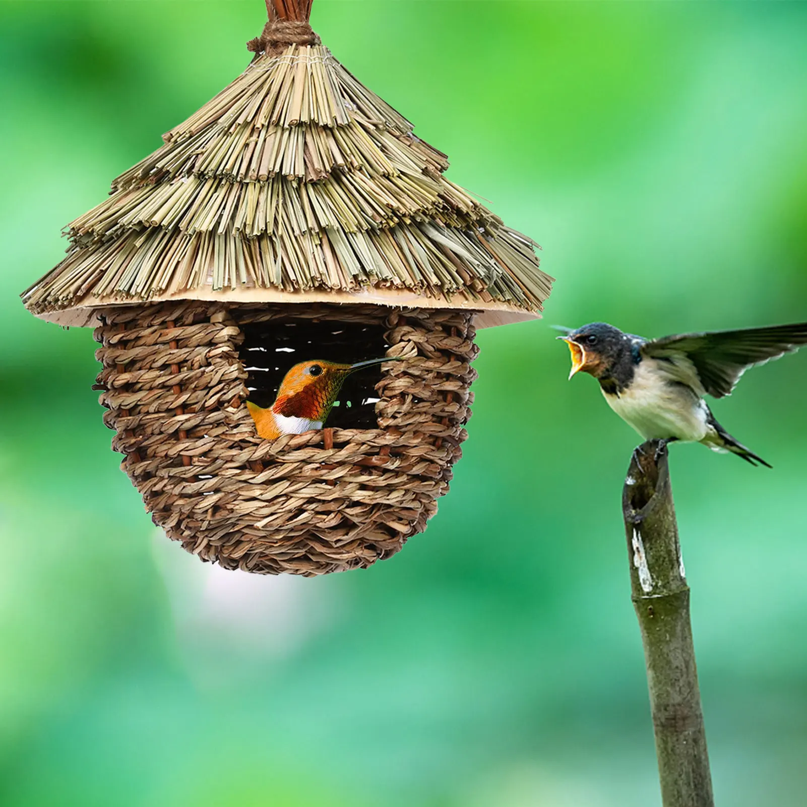 charming decorative hummingbird house sturdy grass bird huts hummingbird nesting houses for garden patio lawn office indoor free global shipping