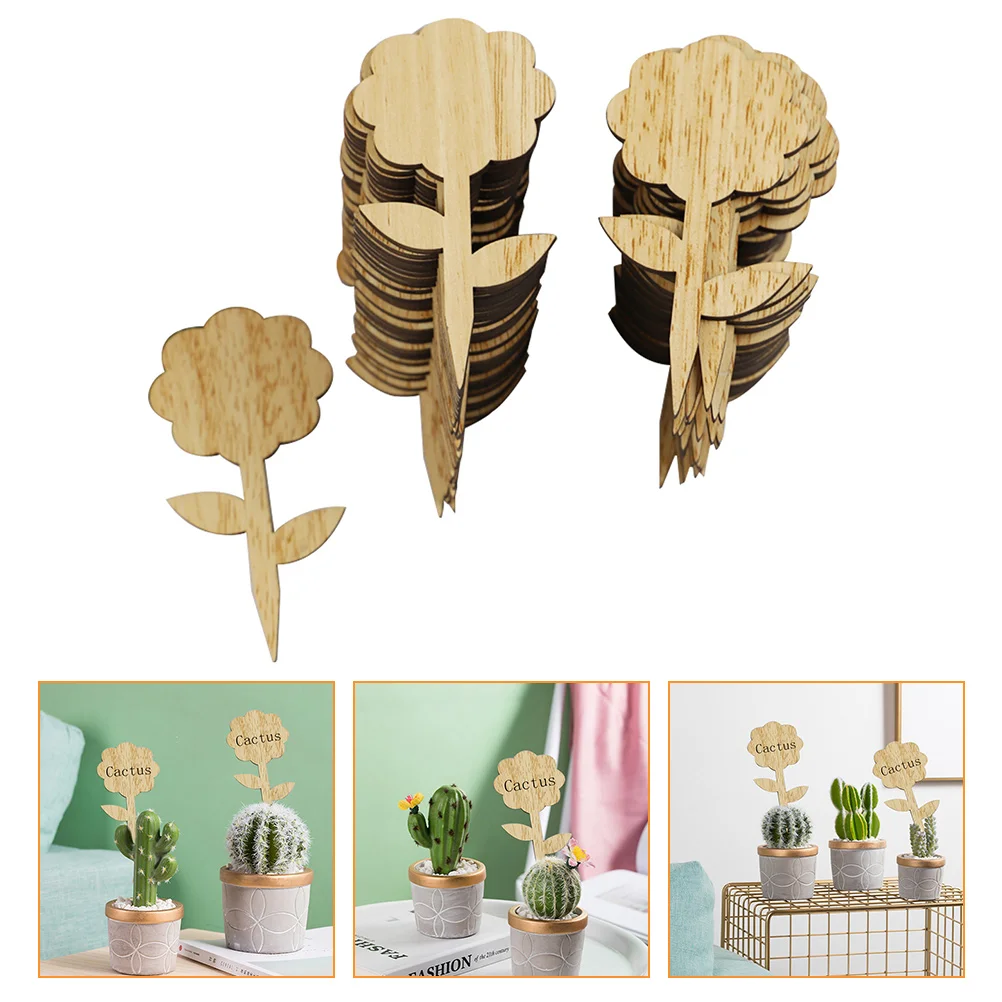 

60 Pcs Reusable Wooden Sign Tags Plant Markers Creative Decorative Potted Plant Labels for Home Garden