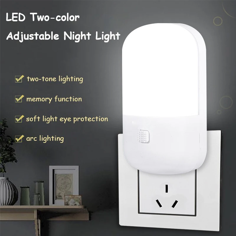 

Светодиодная Подключаемая розетка для питания, ночная прикроватная лампа для спальни, 3 Вт, светодиодная Ночная подсветка, розетка стандарта ЕС/США, экстренная энергосберегающая лампа
