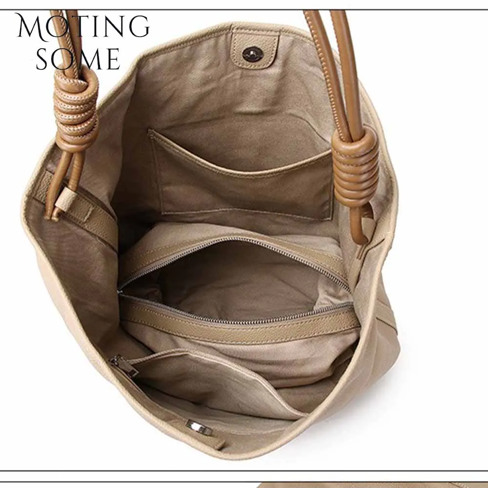 Motingsome минимализм 100% женская сумка из воловьей кожи вместительная сумка-мешок
