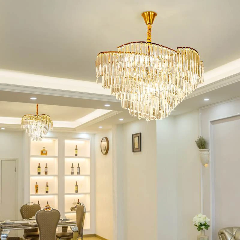 

Luxury Round Crystal Chandelier Light Mid Century Europe Chandelier Living Room Decoration Luminaire Bedroom Lighting Fixtures