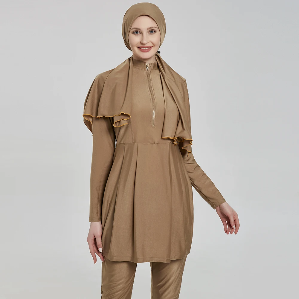 New Woman Muslim Swimwears Burkini Mujer Maillot De Bain Hair Hood Cap Modest Burqini Islamic Hijab Beach Bourkini  Pool Borkini