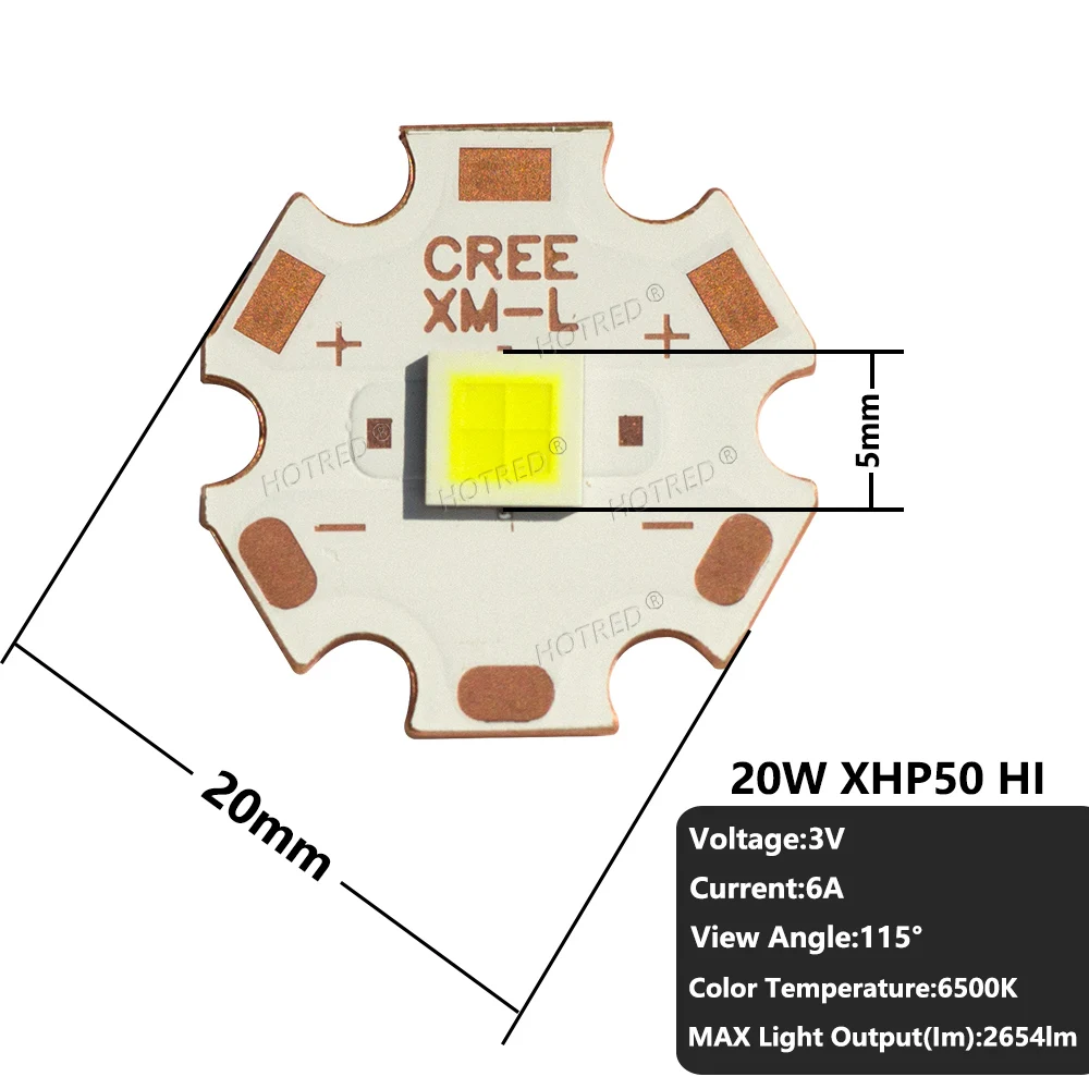 

HotRed 20W XHP50.2 Hi LED Холодный белый фонарик