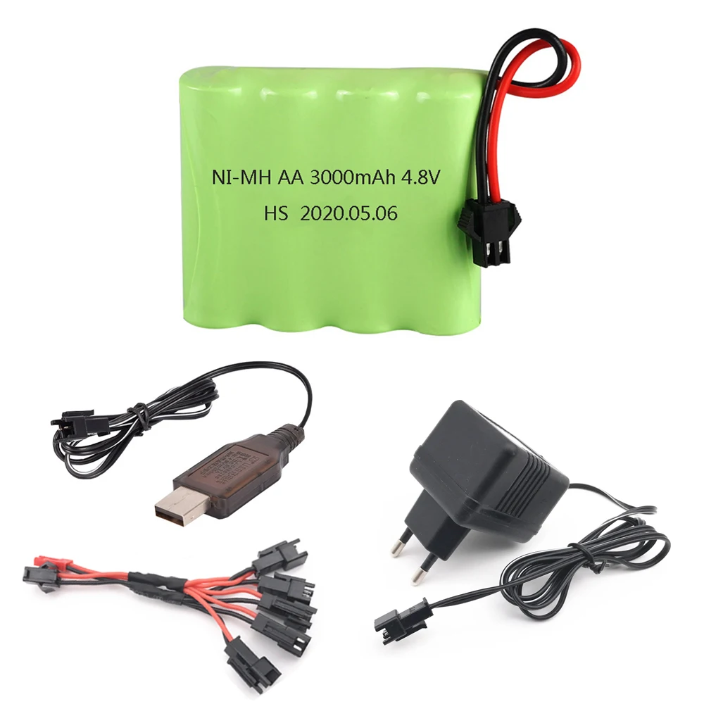 

4.8V 3000mah NiMH Battery SM Plug and Charger For Rc toys Cars Tanks Robots Boats Guns Ni-MH AA 4.8v Rechargeable Battery Pack M