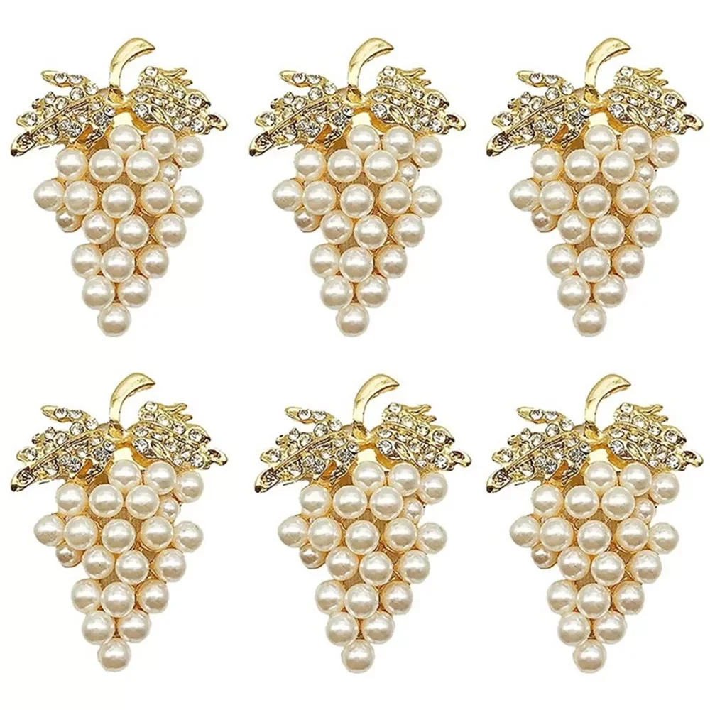 

Golden Grape Napkin Ring Pearl Rhinestone Napkin Holder Exquisite And Elegant Wedding Hotel Decoration Table Napkin Buckle