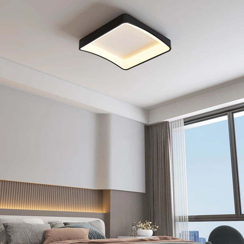 

Square Minimalist White/Black/Gray Modern LED Ceiling Lamp Bedroom Study Room Iron Body Ceiling Lights lampara techo