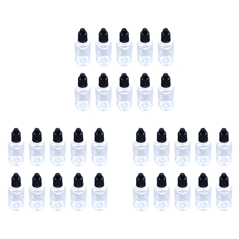 

30 Pcs 50ML Empty Dropper Bottles Liquid Needle Tip Cap PET Black