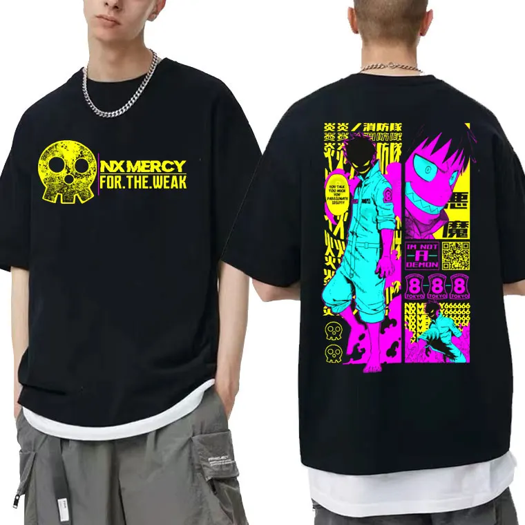 

Japan Anime Fire Brigade of Flames Tee Shinmon Benimaru Print Tshirt Fire Force T-shirt Summer Man Woman Manga Cartoon T Shirt