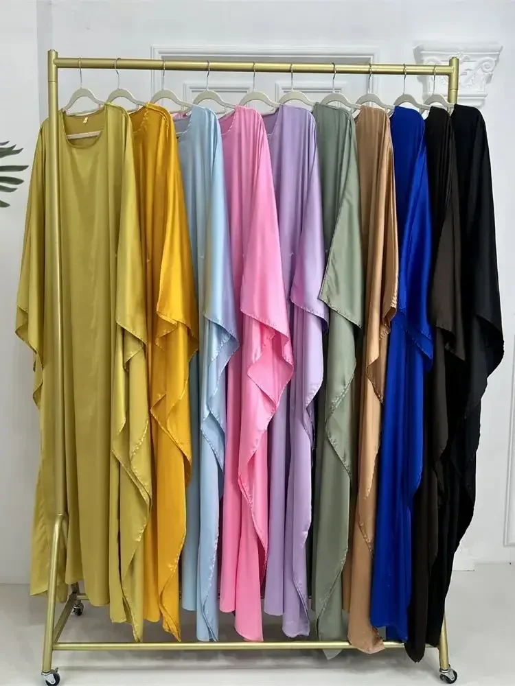 Шиммер сатин химар крыло летучей мыши абайя Дубай роскошный 2024 мусульманский