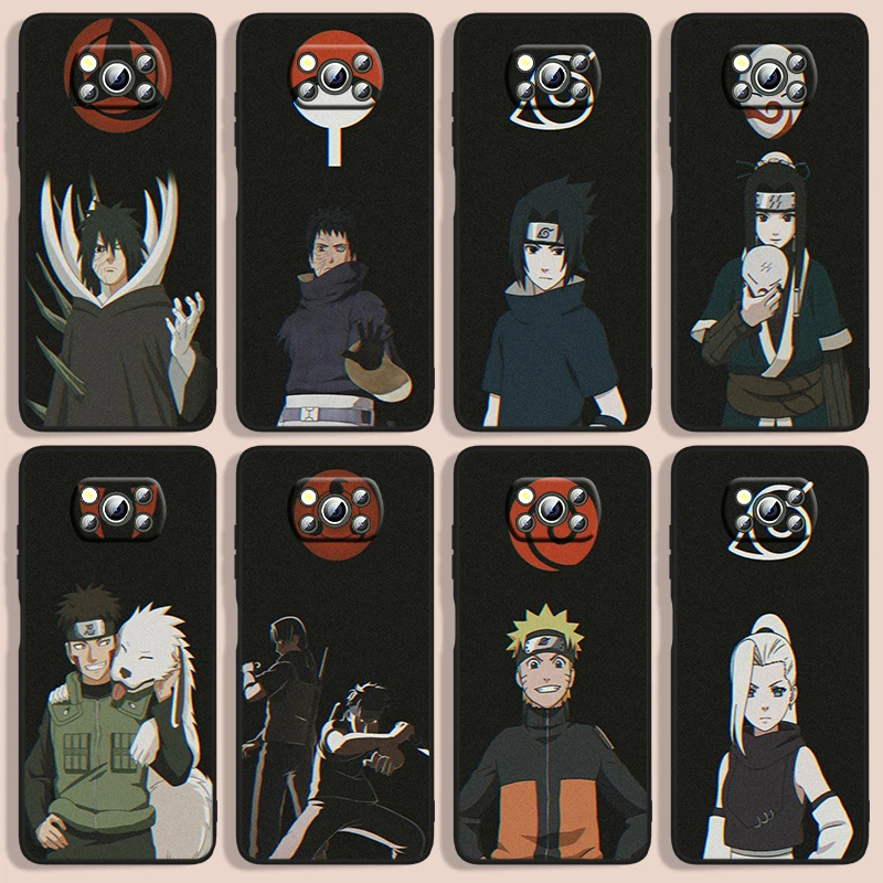 

Anime Naruto Phone Case For Xiaomi Poco F1 X2 F2 X3 C3 M3 F3 X4 M4 F4 Pro 5G 4G NFC GT Black luxury Silicone Funda Cover Back