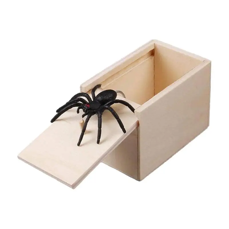 Halloween Surprising Box Scare Toy Box Fake Spider Friend Funny Play Scary Gift Spoof Tricky Wooden Box
