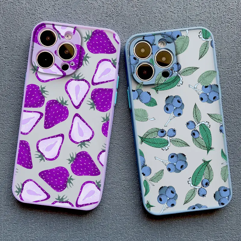Color Fruits Banana Strawberry Phone Case For iPhone 14 13 11 12 Mini 15 16 Pus Pro Max X XS XR 7 8 Plus SE2 Shockproof Covers