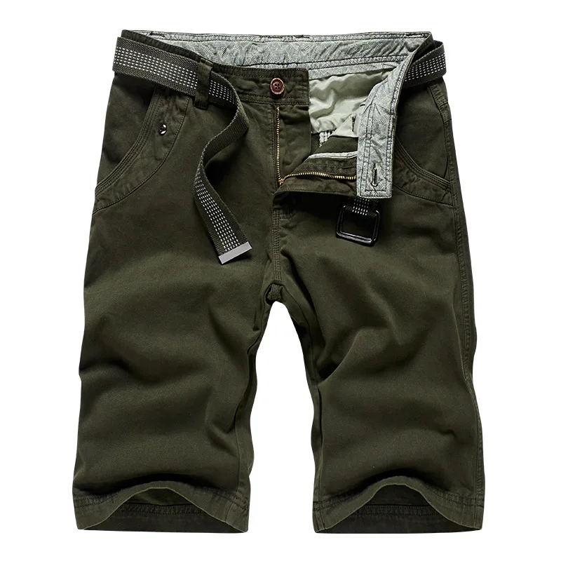 

100% Cotton Solid Cargo Shorts Men 2021 New Fashion Summer Army Military Loose Work Cargo Shorts Casul Male Short Pants