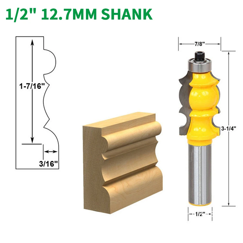 

1PC 1/2" 12.7MM Shank Milling Cutter Wood Carving Architectural Molding Router Bit Line Knife Woodworking Cutter Tenon Cutter