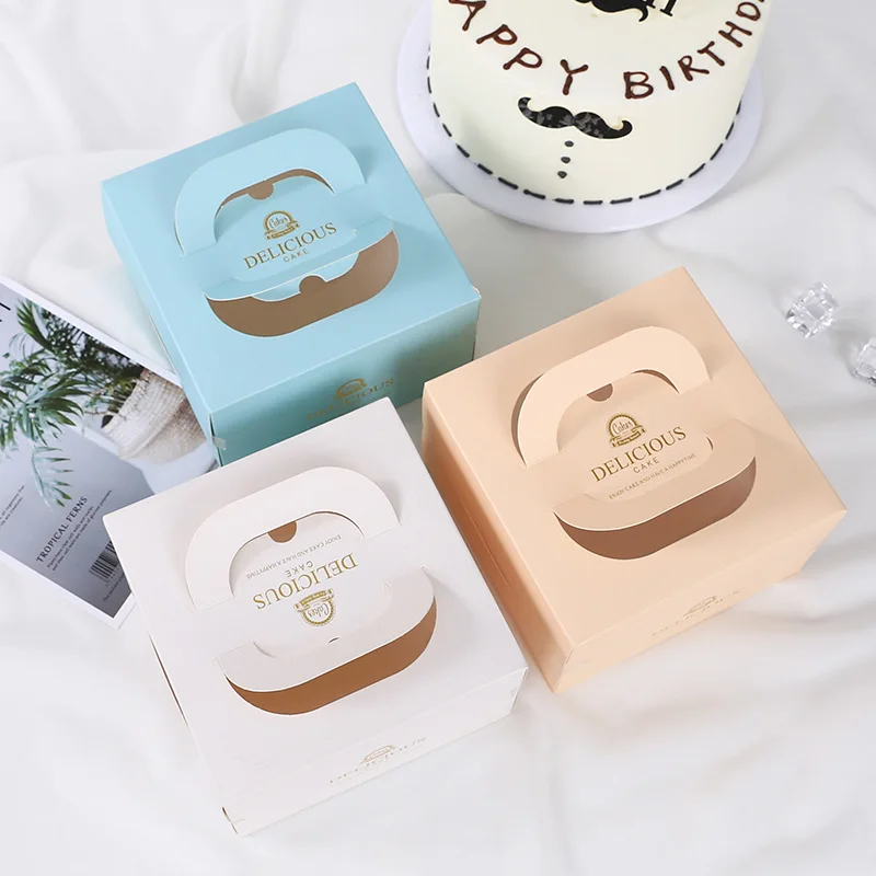

4/6/8 inch Portable Cake Gift Box Birthday Cake Gift Environmentally Friendly Paper Packaging Container For Party Cakes