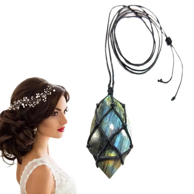 

Natural Labradorite Men's And Women's Energy Pendant Moonlight Original Stone Crafts Car Interior Home Accessories Gift