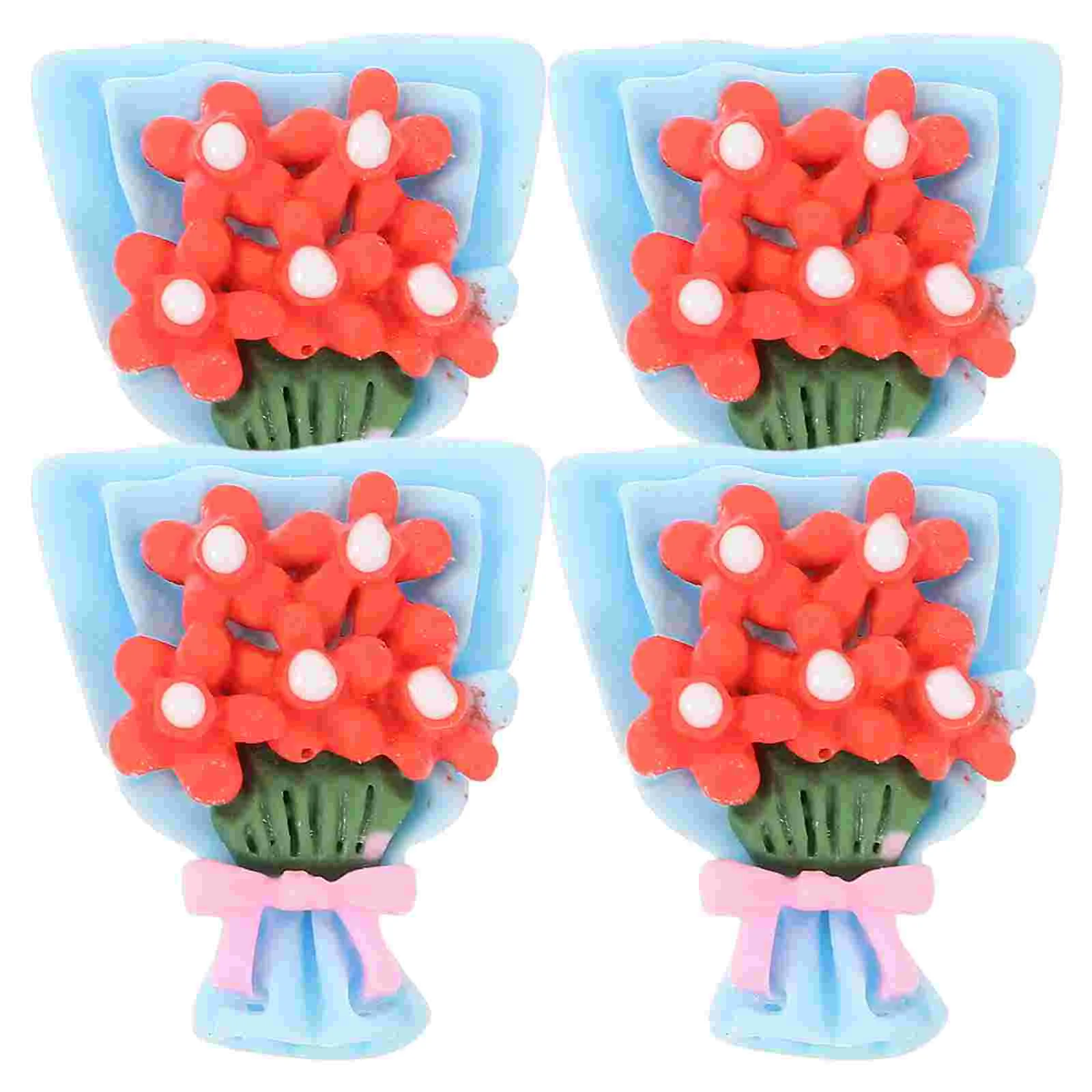 

10 Pcs Resin Craft Ornament Red Rose Charms DIY Making Flower Phone Case Hair Barrettes Shell Ornaments Hair Clip