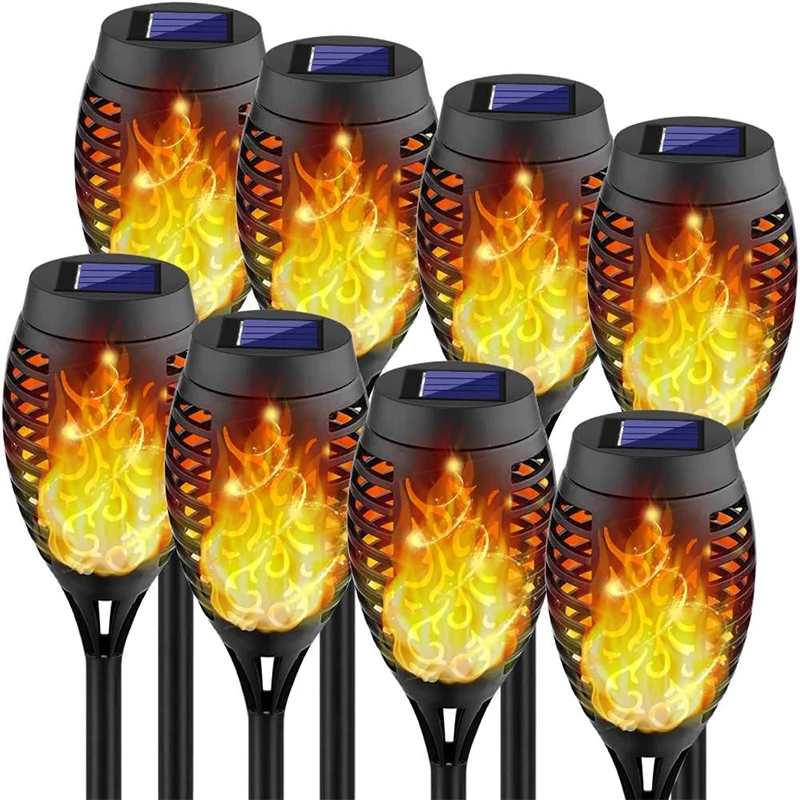 

NEW 1/2/4/6/8Pcs Solar Flame Torch Lights Flickering Light Waterproof Garden Decoration Outdoor Lawn Path Yard Patio Floor Lamps