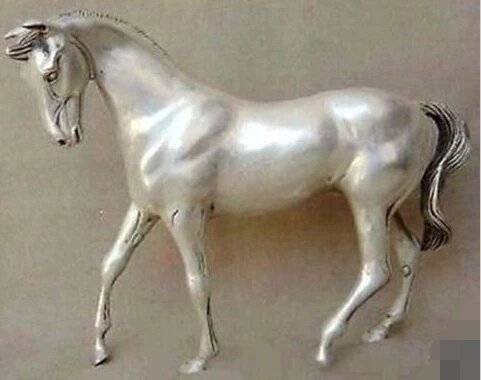 

China Chinese Animals Tibet Silver Horse Statue H 20CM