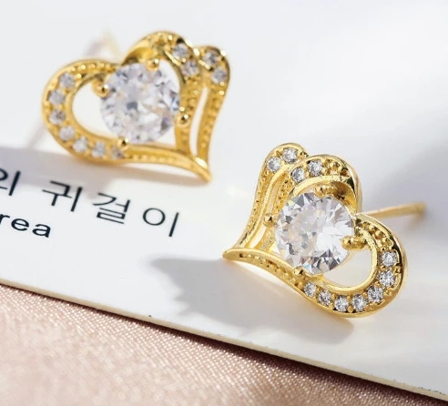 Модные серьги в форме сердца Золотые и Серебряные Простые темпераментные