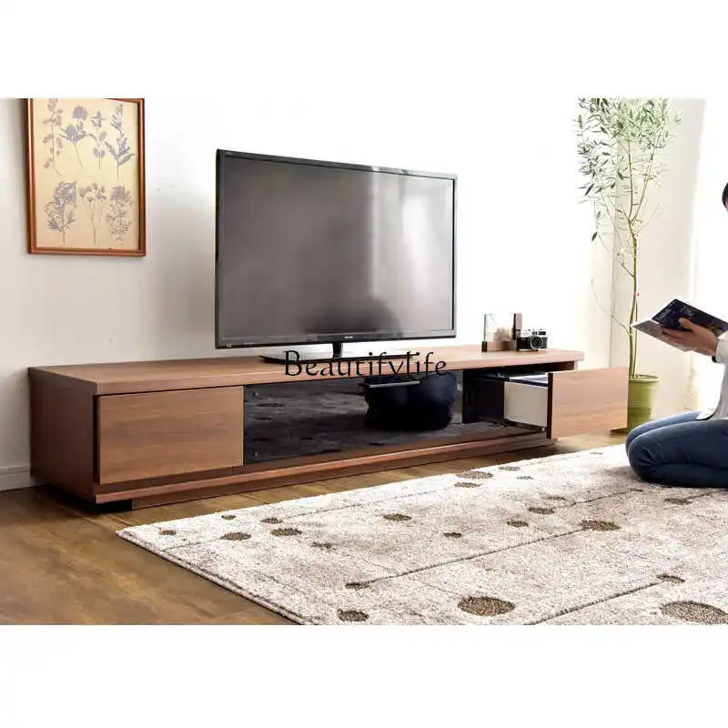 Шкаф для телевизора из черного ореха скандинавский простой Аудиовизуальный шкаф