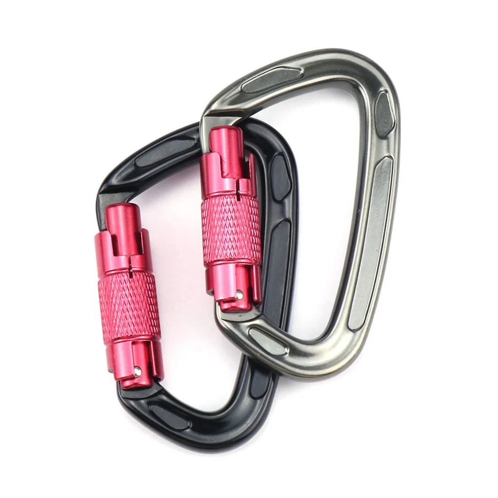 

D-shape Carabiner Climbing Buckle Equipment Aluminum Karabiner Hook Caving Mountaineering Rope Keychain Gear Black