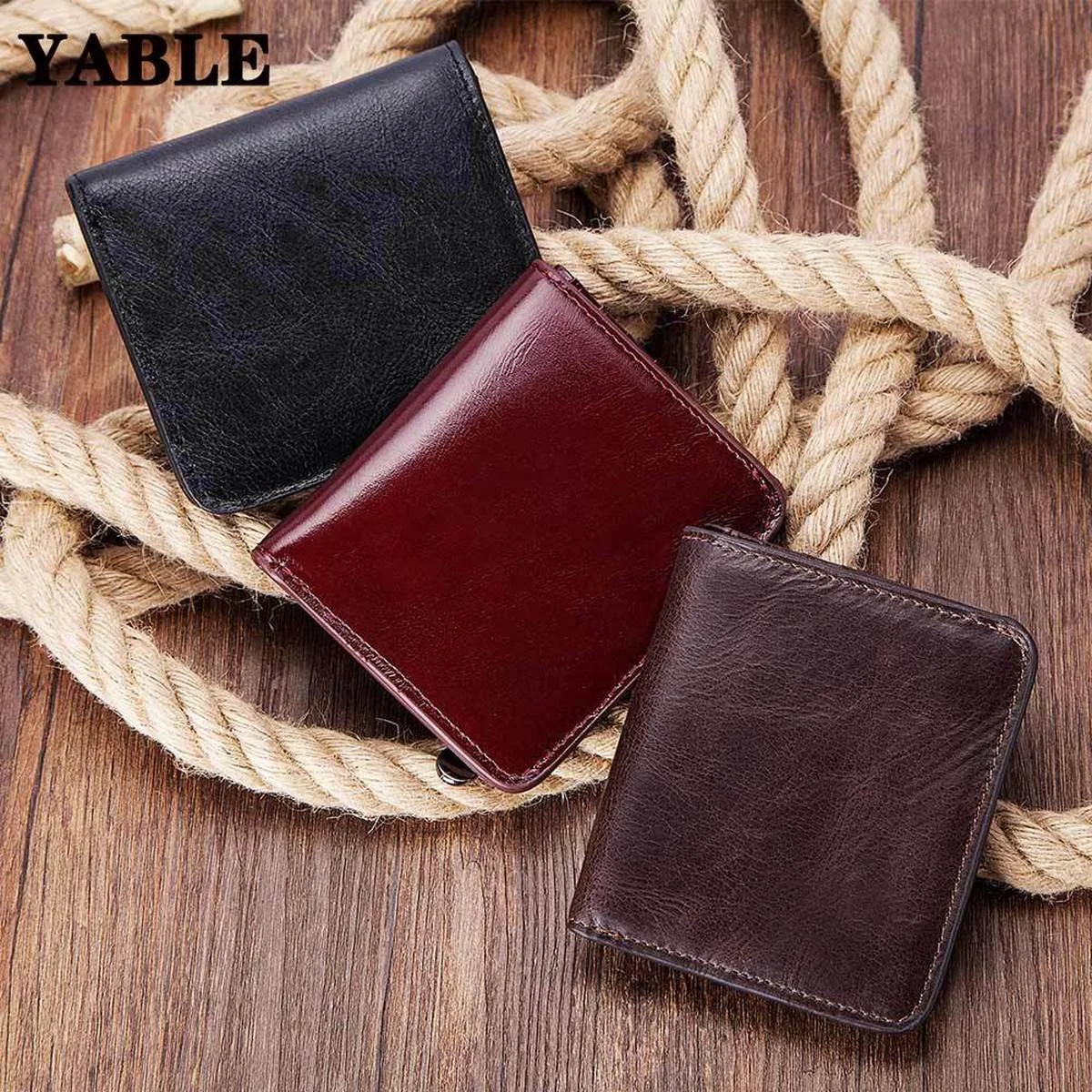 Hot Selling Men's Wallet Short Genuine Leather Purse First Layer Cowhide Leather Bag