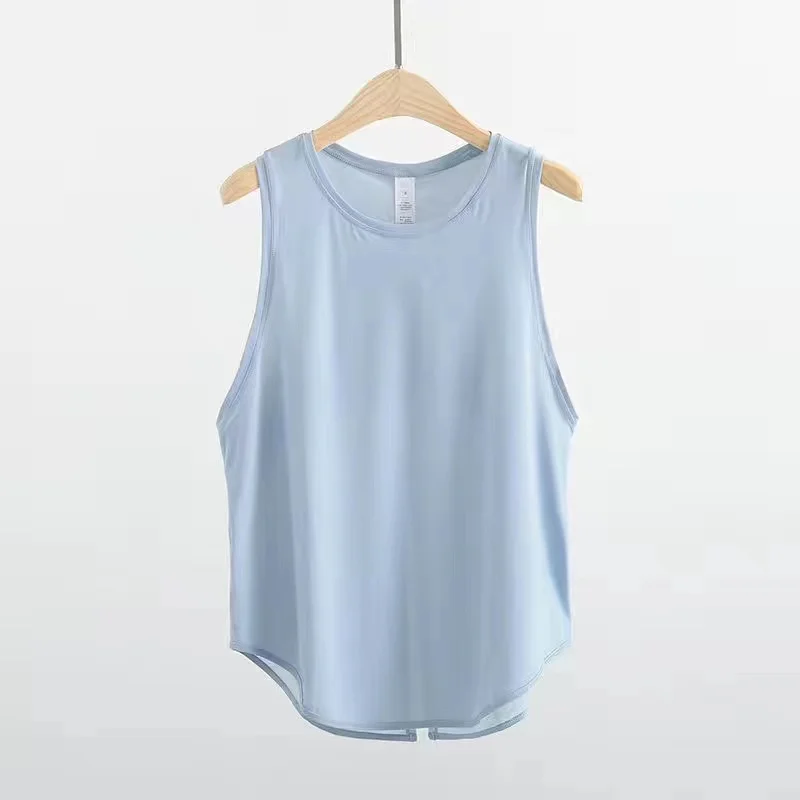 Lulu wear Open Back Sleeveless T Shirts Women Solid Mesh Loose Sports Yoga Top Fitness Breathable Quick Drying Workout Gym Vest