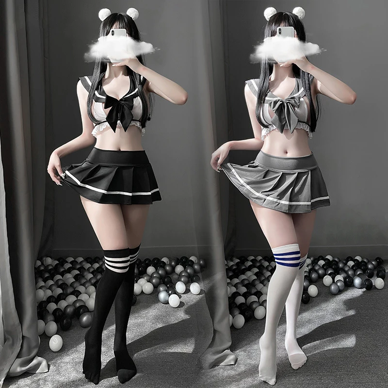 

Japanese Sailor Collar Women Schoolgirl Uniform Cosplay JK Costume Sexy Pajama Bow Tempatation Pleated Skirt Student Outfit