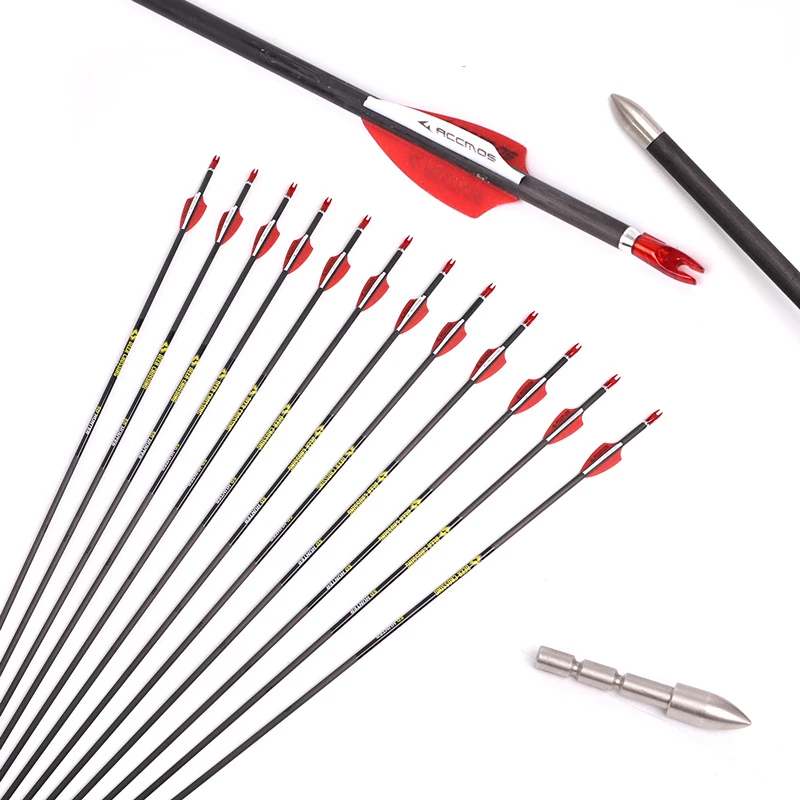 

12ps ID4.2mm Pure Carbon Arrow Spine 250 350 400 500 600 700 800 900 1000 Shaft Length 31 Inch for Bow Archey Shooting Hunting