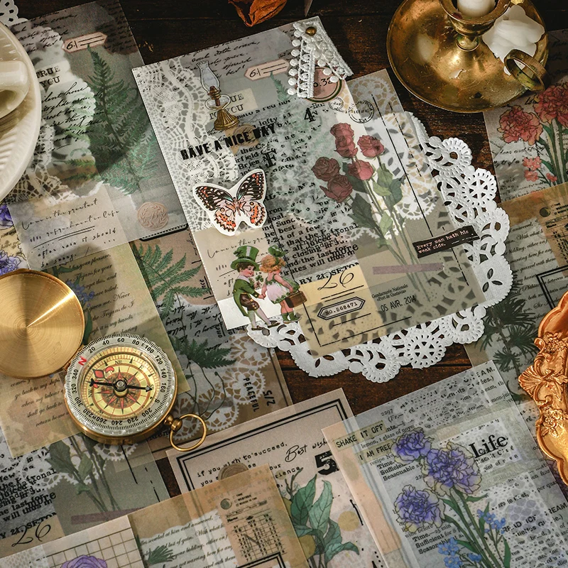 20 листов бумаги ручной работы с цветами дневник нежелательной еды винтажные