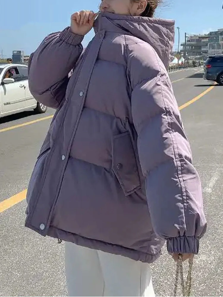 Aelegantmis Women Thicken Warm Parka Coat Loose Oversized Women's Winter Bread Coat Hooded Outwear Padded Woman Parkas Jackets
