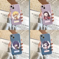 demon slayer phone case gray and purple for apple iphone 12pro 13 11 pro max mini xs x xr 7 8 6 6s plus se 2020 cover