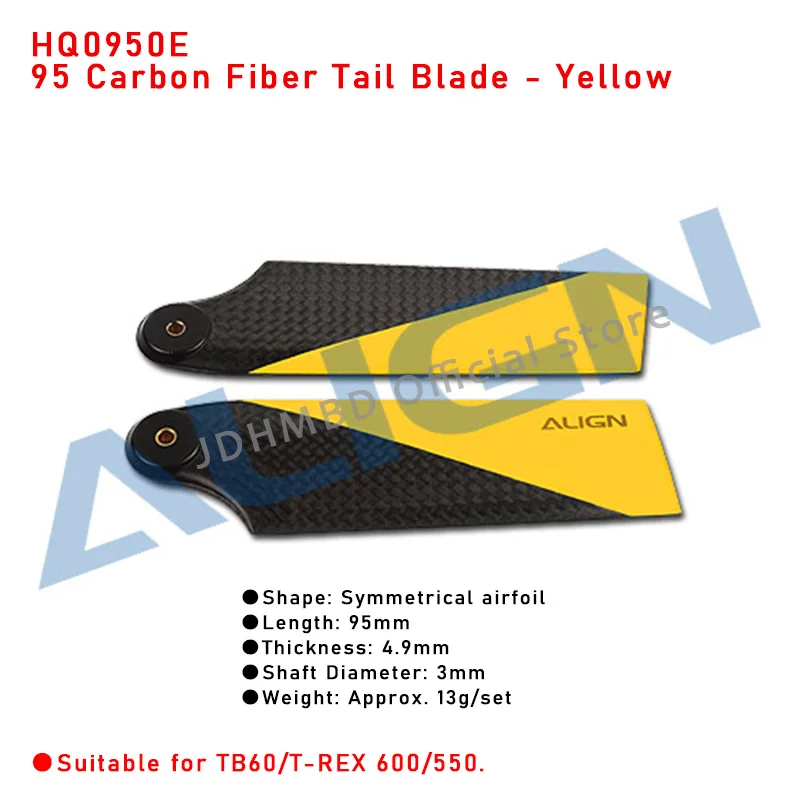 

Align T-REX 95MM Carbon Fiber Tail Blade HQ0950E Align trex 600 Spare parts RC Helicopter