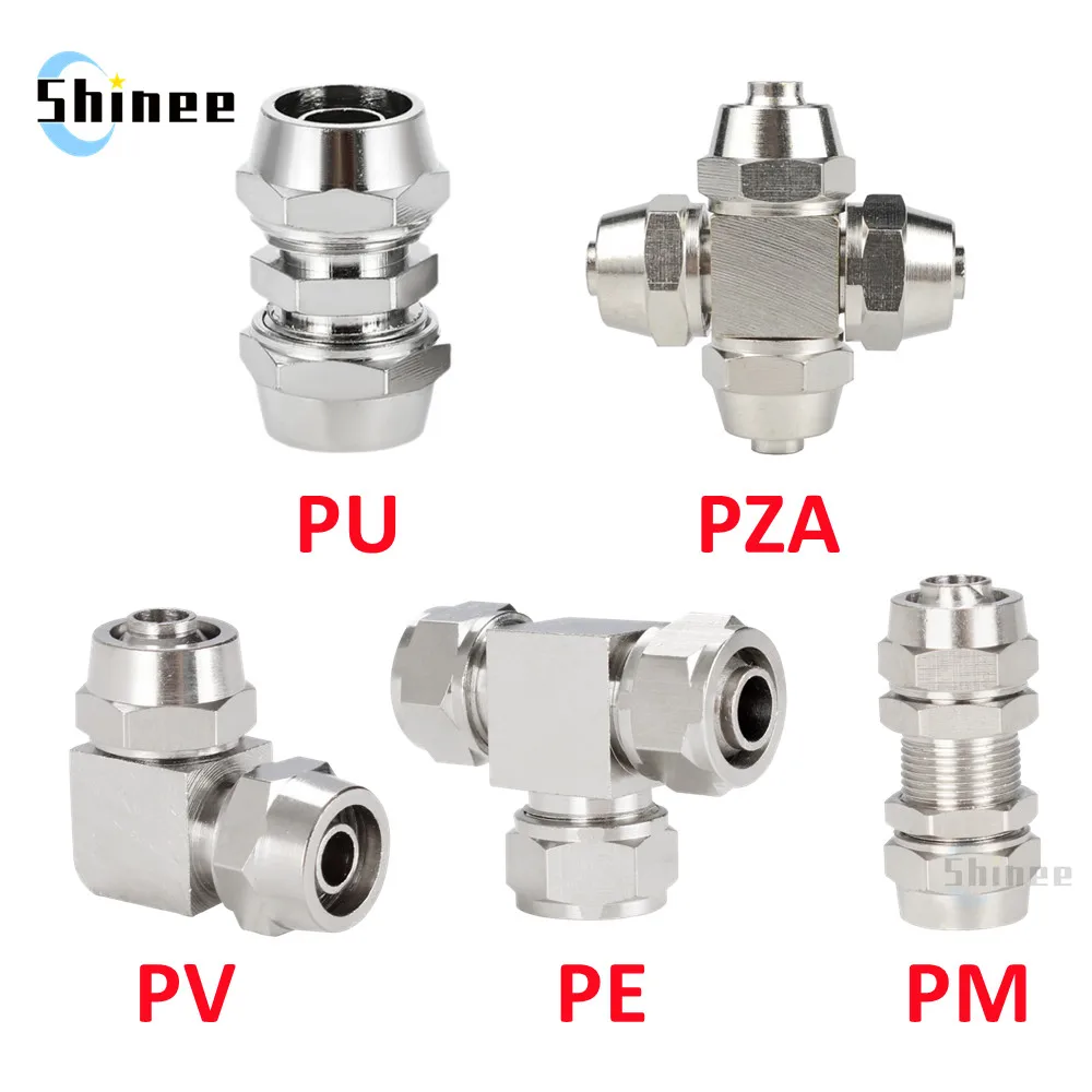 

Copper Plated Nickel Pneumatic Air Quick Connector For Hose Tube OD 4MM 6 8 10 12 14 16MM Fast Joint Connection KPV KPE PM PZA