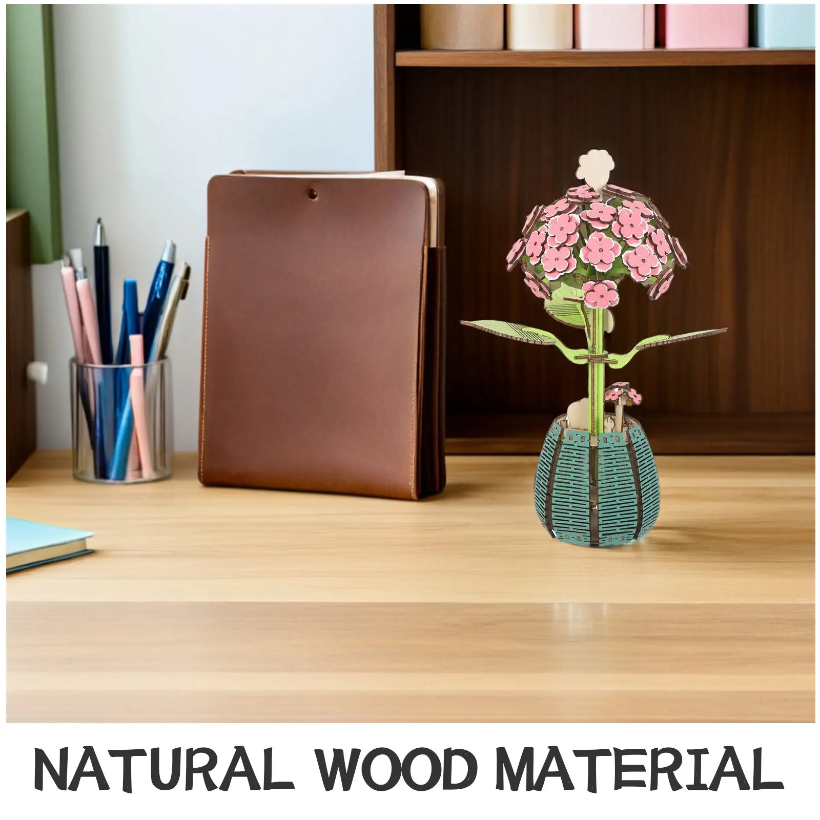 1 набор деревянных цветов для рукоделия: букет гортензий, 3D деревянный цветочный пазл, набор для создания декоративного горшечного цветка своими руками, деревянная гортензия. (art.: 3920dcac36072) - 3920dcac36072