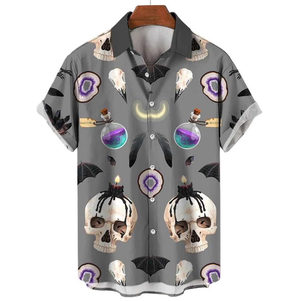 Мужская гавайская рубашка в виде черепа
