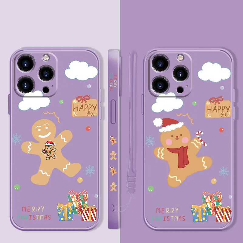 Merry Christmas Sugar Cookies Gift Liquid Candy Phone Case For Apple iPhone 14 13 12 11 Pro Max 13 12 Mini XS XR X 7 8 6 6S Plus