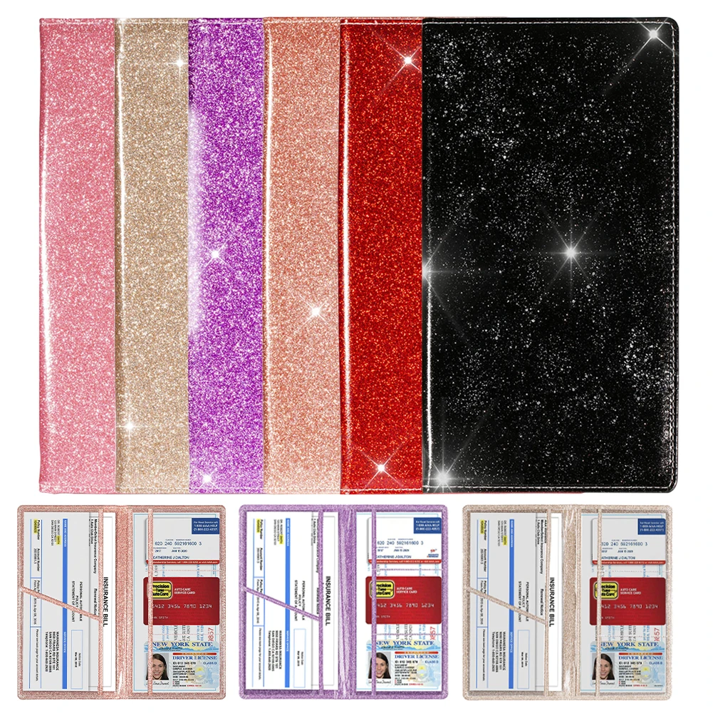

New Fashion Leather Wallet Multicolor Optional Document Bank Card Storage Wallet Magnetic Closure Storage Bag Bling Car Wallet