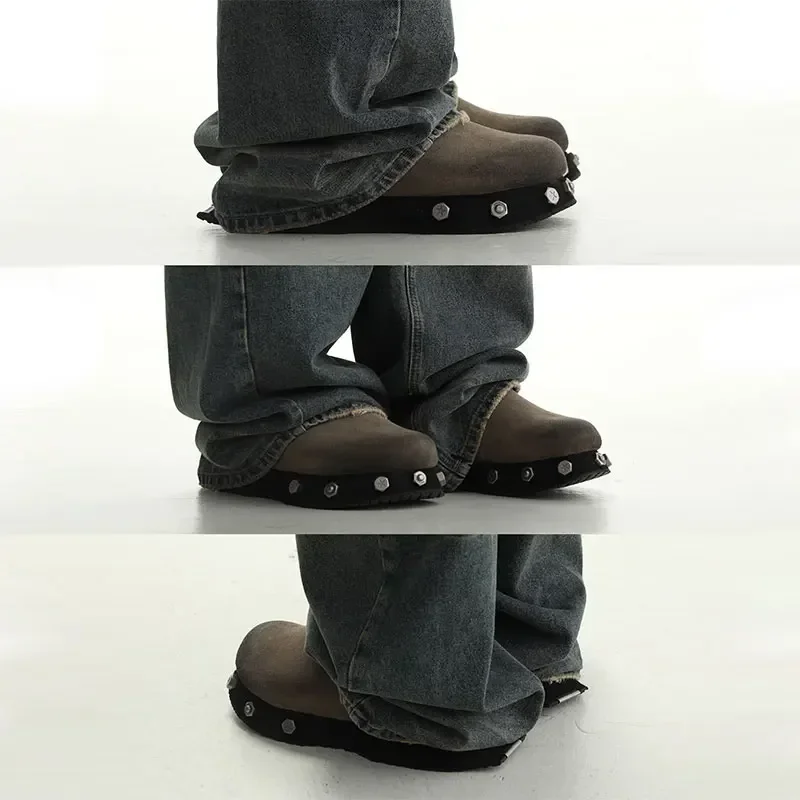 Женские кожаные бостонские дизайнерские туфли на толстой подошве с шипами ивы