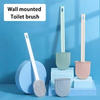 breathable toilet brush water leak proof with base silicone wc flat head flexible soft bristles brush with quick drying holder