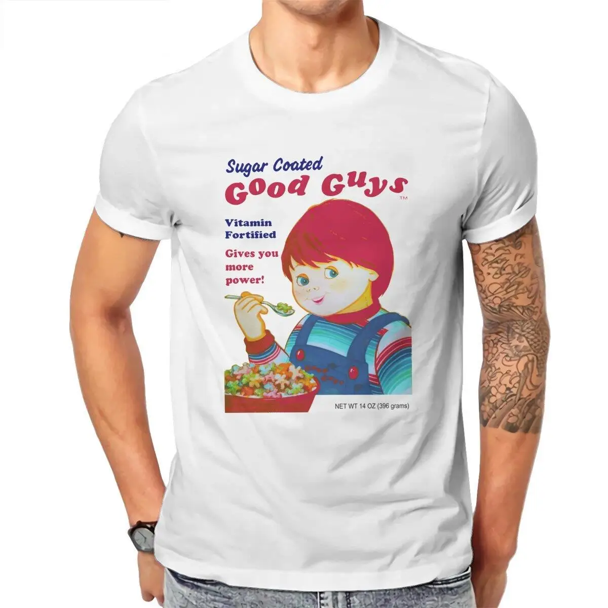 Men's T-Shirt Good Guys Cereal Chucky 100% Cotton Tee Shirt Short Sleeve Horror Doll T Shirt Round Collar Clothes Gift Idea