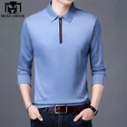 Рубашка-поло мужская с длинным рукавом, на молнии, T1138