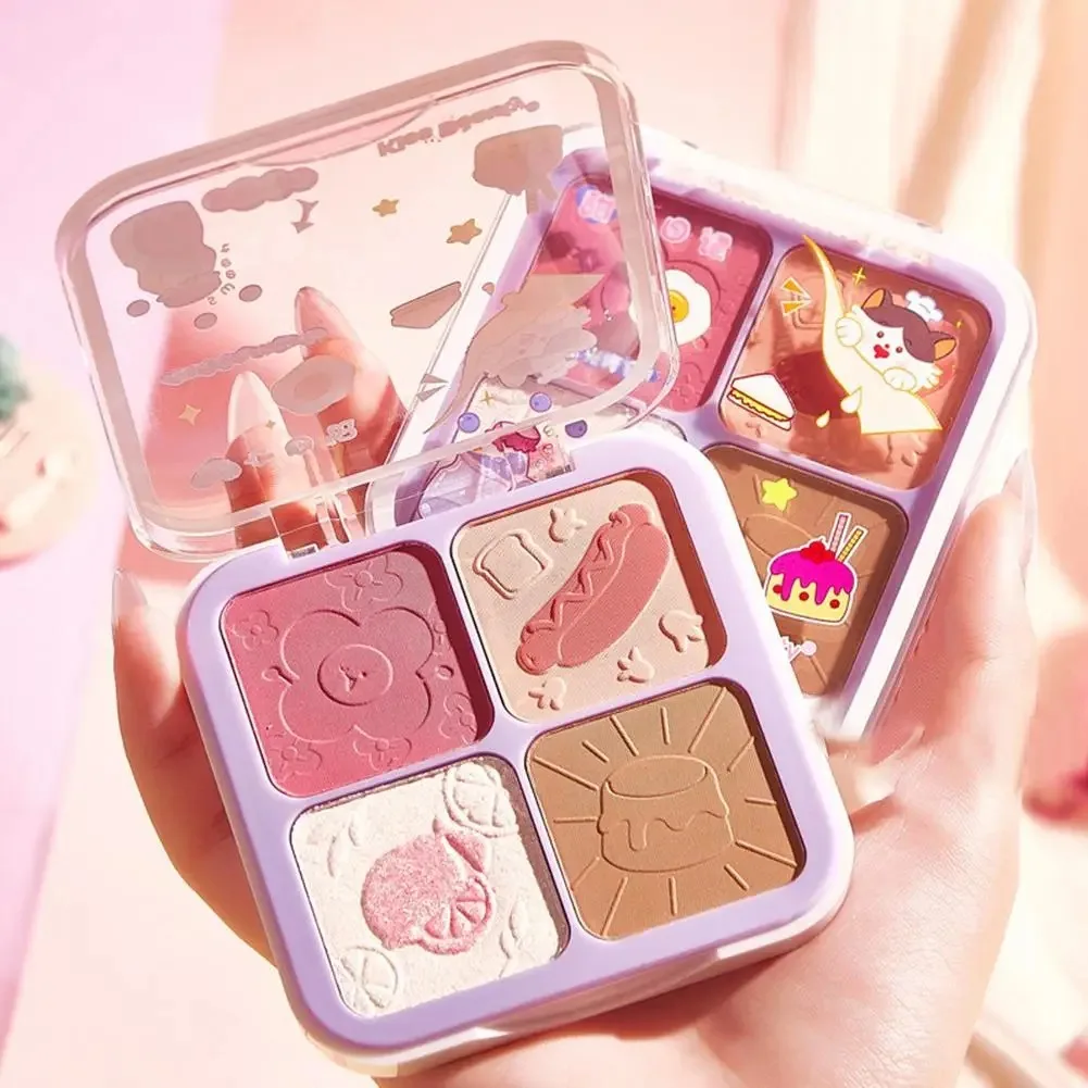 4-цветная персиковая палитра румян корейская косметика для макияжа румяна