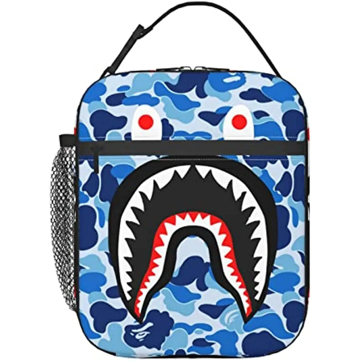 

Shark Face Camo Blue Lunch Box Insulated Lunch Bag Reusable Thermal Picnic Bag Tote Portable Storage Handbag