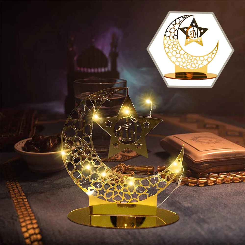 

2022 Рамадан, акриловые украшения для домашнего стола, товары для Исламской вечеринки светильник вая лента, однотонное украшение, Прямая пост...