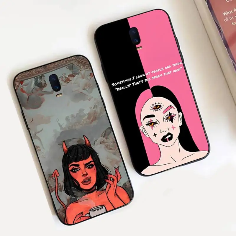 

Fashion Devil Girl Phone Case For Oppo Reno Realme C3 6Pro Cover For vivo Y91C Y17 Y19 Funda Capa