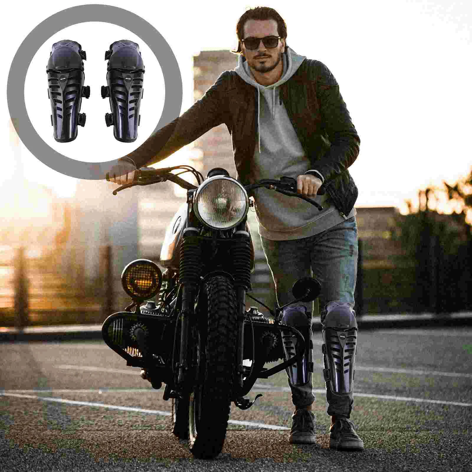 

Pair of Motorbike Motocross Racing Off-Road Knee Guard Pads Gears (Black)
