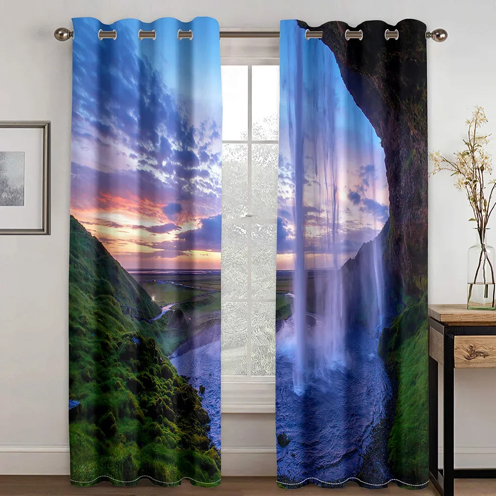 Занавески на тонкие окна с изображением неба облаков арктического Авроры 2 шт.